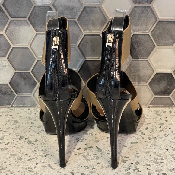 Fendi Tan Vernice Elastic Strap Heels - Picture 2 of 7